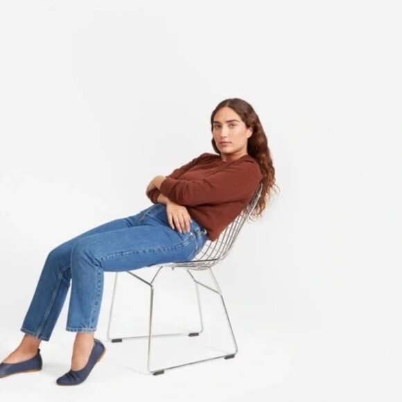 EVERLANE The ReCashmere Vintage Crew Wool Recycled Cashmere Sweater Maroon Large - Picture 4 of 6